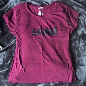 Ruffled edges tight tee shirt